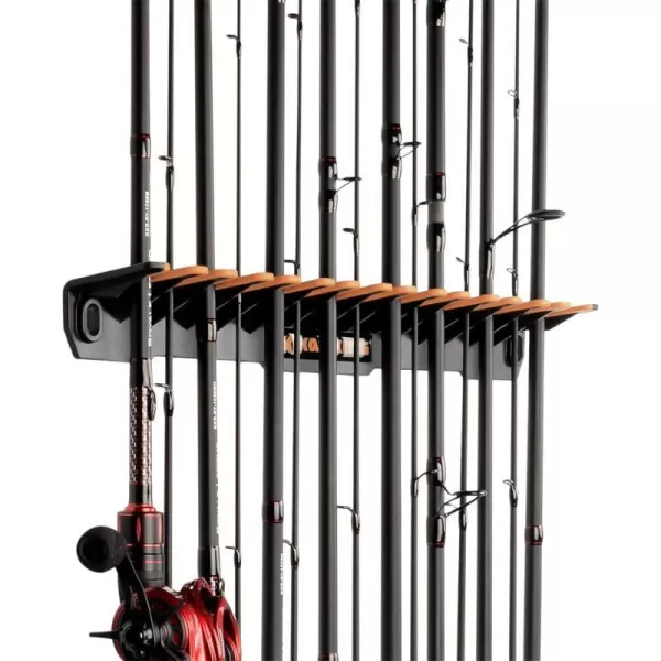 KastKing Patented V15 Vertical Fishing Rod Holder  Wall Mounted Fishing Rod Rack Store 15 Rods or Fishing Rod Combos in 1725 Inches Great Fishing Pole Holder and RackA BlackOrange 2 Pack