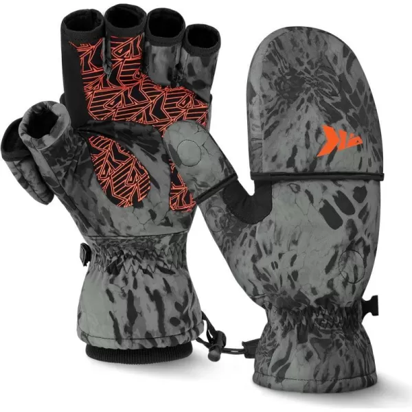 KastKing PolarBlast Ice Fishing Gloves Convertible Mittens  Cold Weather Fishing Mittens and Fingerless Gloves with 3M Thinsulate  Winter Fishing Mittens Ideal for Ice Fishing PhotographyBlackout