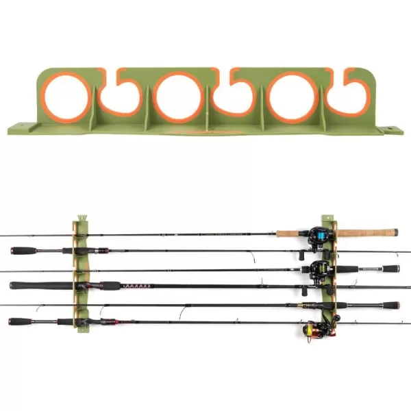 KastKing SafeGuard Fishing Rod Holder for Garage Wall or Ceiling Mounted Fishing Rod Rack Storage Organizer Fishing Pole Holder Holds 6 Rods or Combos in Less Than 18 InchesGreen 1 Pack