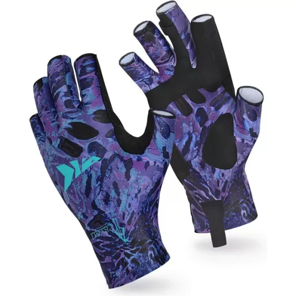 KastKing Sol Armis Sun Gloves UPF50 Fishing Gloves UV Protection Gloves Sun Protection Gloves Men Women for Outdoor Kayaking RowingI Purple Tang Prym1