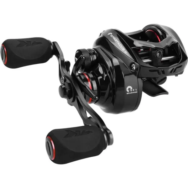 KastKing Spartacus II Baitcasting Fishing Reel 6oz Ultralight Baitcaster Reel Super Smooth with 176 LB Carbon Fiber Drag 721 Gear Ratio 39mm Palm Perfect Lower Profile DesignCRightBlack Rhino721