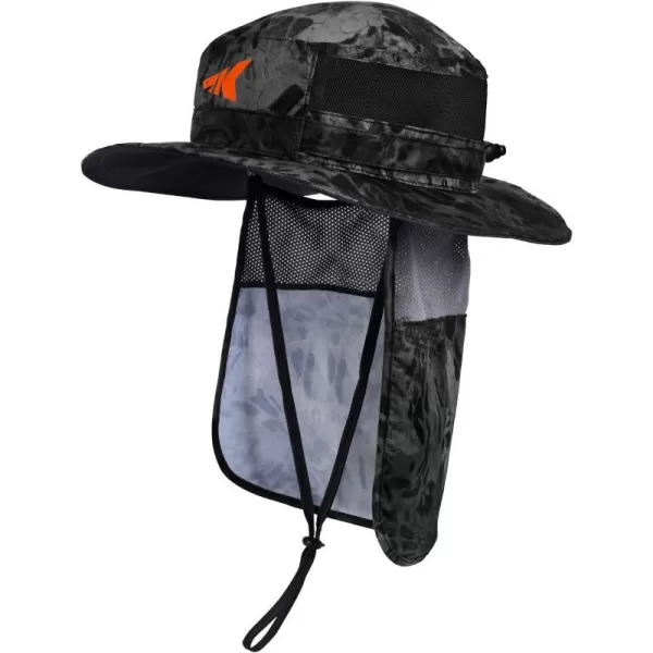 KastKing UPF 50 Boonie Hat Fishing Hat with Removable Neck Flap Sun Hats for MenB Blackoutwith Neck Shield