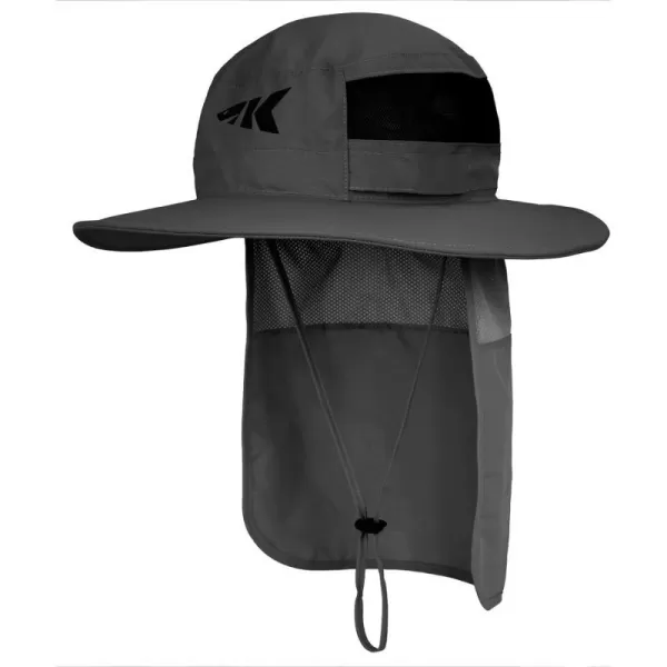 KastKing UPF 50 Boonie Hat Fishing Hat with Removable Neck Flap Sun Hats for MenC Graywith Neck Shield