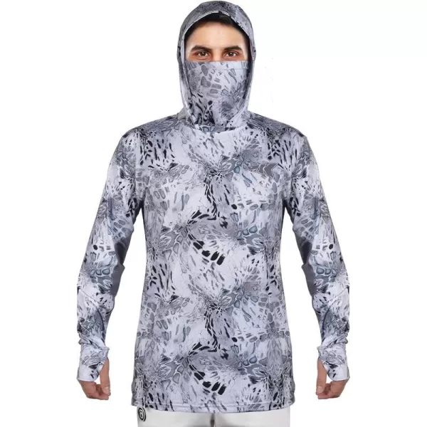 KastKing UPF 50 Fishing Hoodie Shirt For Men And Women Long Sleeve Fishing Hiking Shirt Breathable Moisture WickingJsilver Mist With Neck Gaiter