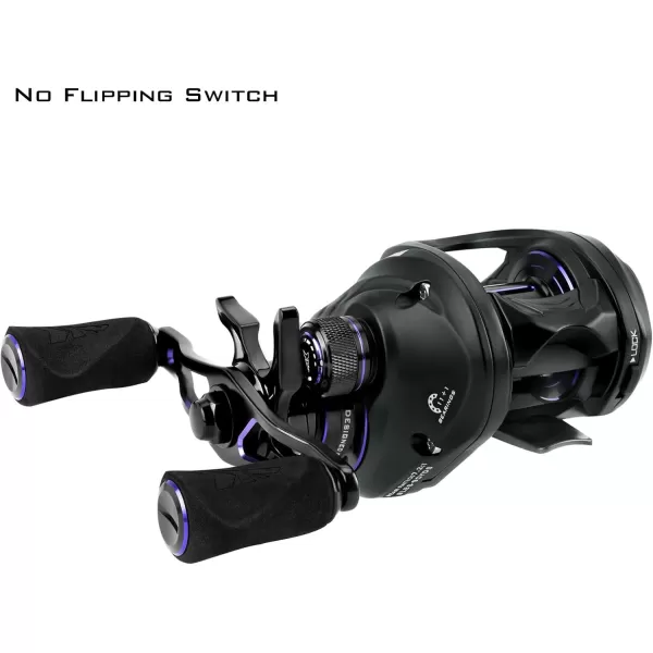 KastKing MegaJaws Elite Baitcasting Reels Patented AMB System Eliminating Backlashes Flipping Switch Function 64oz Aluminum Frame Fishing Reel with Carbon Fiber Side CoversARightBlack Violet721Shallow Spool