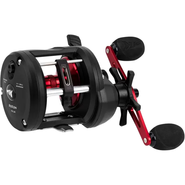 KastKing ReKon Round Baitcasting Fishing Reel Saltwater Inshore Surf Trolling Reel Up to 30LBS Powerful Max Drag Conventional Reel for Catfish Musky Bass Durable Graphite Frame for SaltwaterD Level Wind Size10 Left Handed