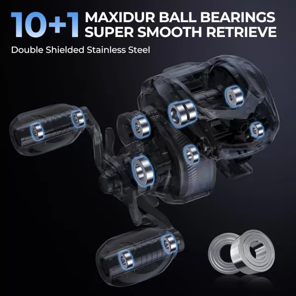 KastKing Spartacus II Plus Baitcasting Fishing Reel 55 oz Ultra Lightweight Ultra Smooth 176 LB Max Drag 721 Gear Ratio 10  1 MaxiDur Double Shielded Ball Bearings Palm Perfect Design