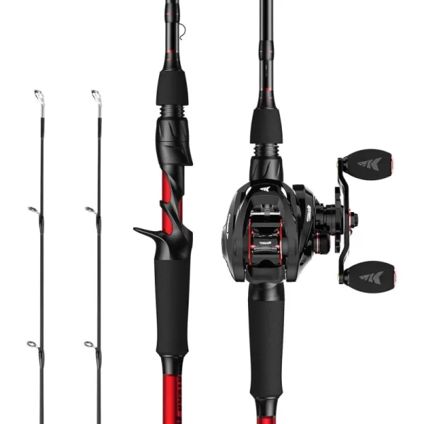 KastKing Royale Legend II Twin Tip Fishing Rod and Reel Combos Spinning ampamp Casting Combo IM6 Graphite 2Pc Blanks Extra Backup Tip Section StainlessSteel Guides KastFlex Technology EVA HandlesCast66 M Twintips Rod  Right Handed