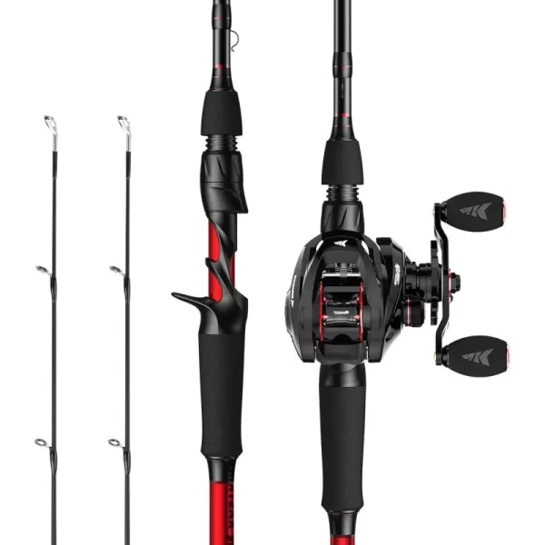 KastKing Royale Legend II Twin Tip Fishing Rod and Reel Combos Spinning ampamp Casting Combo IM6 Graphite 2Pc Blanks Extra Backup Tip Section StainlessSteel Guides KastFlex Technology EVA HandlesCast70 Mh Twintips Rod  Right Handed