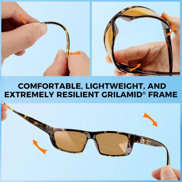 KastKing Huzzah Polarized Sport Sunglasses for Men and Women Ideal for Driving Fishing Cycling and RunningUV ProtectionFrame Gloss Demi Lens Browngolden Bronze