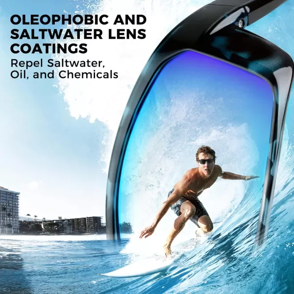 KastKing Huzzah Polarized Sport Sunglasses for Men and Women Ideal for Driving Fishing Cycling and RunningUV ProtectionFrame Gloss Navy Blue Demi Lens Smokeblue Ocean