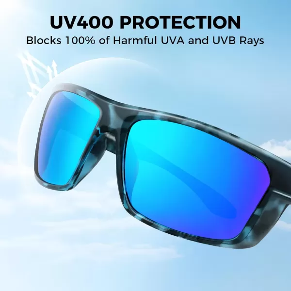KastKing Huzzah Polarized Sport Sunglasses for Men and Women Ideal for Driving Fishing Cycling and RunningUV ProtectionFrame Gloss Navy Blue Demi Lens Smokeblue Ocean