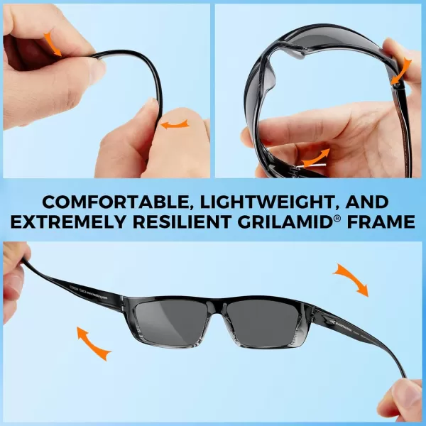 KastKing Huzzah Polarized Sport Sunglasses for Men and Women Ideal for Driving Fishing Cycling and RunningUV ProtectionFrame Gloss Tal Whiteblack Horn Lens Smoke