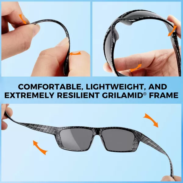 KastKing Huzzah Polarized Sport Sunglasses for Men and Women Ideal for Driving Fishing Cycling and RunningUV ProtectionFrame Matt Carbon Weave Lens Smoke