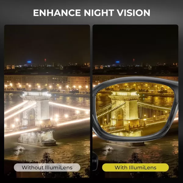 KastKing IllumiLens Night Vision Glasses Night Driving Glasses for Men Women Reduce Glare and Enhance VisionFrame Smoke Crystal Cl Lens Yellow