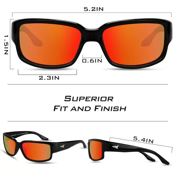 KastKing Skidaway Polarized Sport Sunglasses for Men and WomenIdeal for Driving Fishing Cycling and RunningUV ProtectionColor Frame Gloss Black  Lens Amber Base  Scarlet Mirror