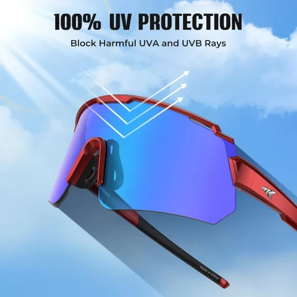 KastKing Skinner Polarized Large Sport Sunglasses for Men and Women UV Protection Outdoor Fishing GlassesRed Frame icy White Mirror