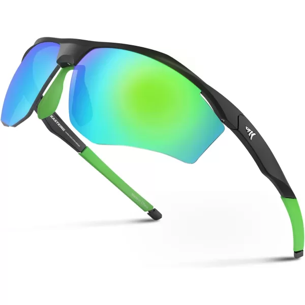 KastKing Tenmile Polarized Sunglasses for Men ampamp Women UV ProtectionSport Sunglasses Cycling Fishing OutdoorMatt Black Frame greenicy Green Mirror