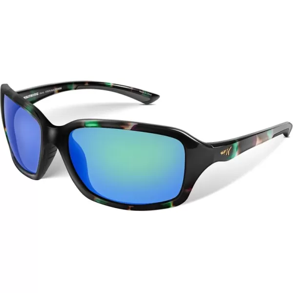 KastKing Alanta Polarized Sport Sunglasses for Men and Women Ideal for Driving Fishing Cycling and RunningUV ProtectionFramegloss Teal  Brown Demi  Lens Green  Chartreuse Mirror