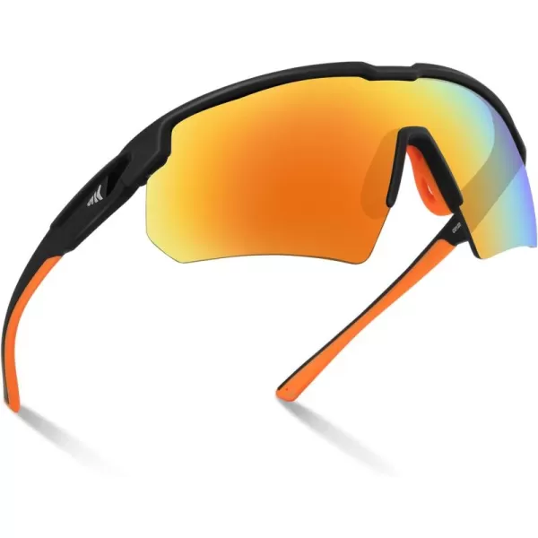 KastKing Hillsboro Polarized Sport Sunglasses for Men and Women Ideal for Baseball Cycling Running Biking UV protectionFrame Double Matt Metalic Blue  Lens Brown  Orange Mirror