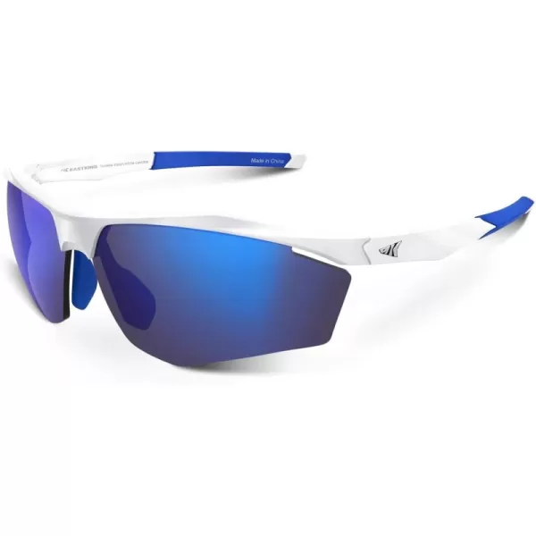 KastKing Tenmile Polarized Sunglasses for Men ampamp Women UV ProtectionSport Sunglasses Cycling Fishing OutdoorGloss White Frame smokeblue Mirror