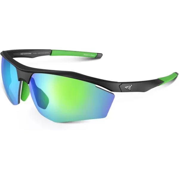 KastKing Tenmile Polarized Sunglasses for Men ampamp Women UV ProtectionSport Sunglasses Cycling Fishing OutdoorMatt Black Frame greenicy Green Mirror