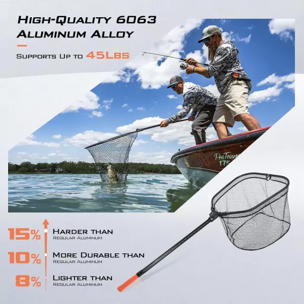 imageKastKing Brutus Fishing Net Foldable Extendable Fish Landing Net Lightweight ampamp Portable Fishing Net with Soft EVA Foam Handle Holds up to 44lbs20KG FishFriendly Mesh for a Safe ReleaseC PVC net  Hoop Size 19 20 18 extendable