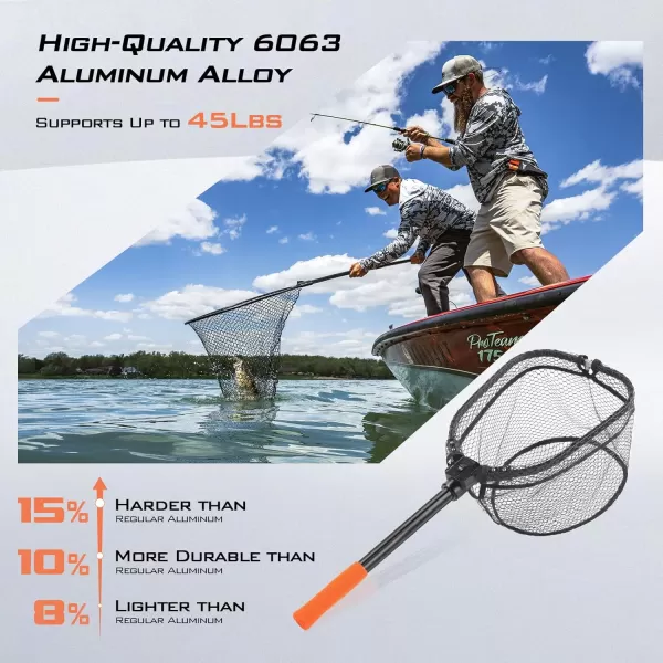 imageKastKing Brutus Fishing Net Foldable Extendable Fish Landing Net Lightweight ampamp Portable Fishing Net with Soft EVA Foam Handle Holds up to 44lbs20KG FishFriendly Mesh for a Safe ReleaseA PVC net  Hoop Size 15 12 10