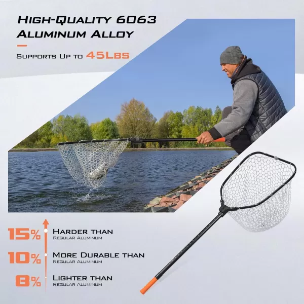 imageKastKing Brutus Fishing Net Foldable Extendable Fish Landing Net Lightweight ampamp Portable Fishing Net with Soft EVA Foam Handle Holds up to 44lbs20KG FishFriendly Mesh for a Safe ReleaseL Silicone net combo  Hoop Size 19 18 17 extendable