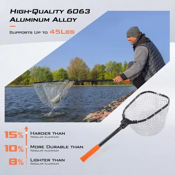 imageKastKing Brutus Fishing Net Foldable Extendable Fish Landing Net Lightweight ampamp Portable Fishing Net with Soft EVA Foam Handle Holds up to 44lbs20KG FishFriendly Mesh for a Safe ReleaseJ Silicone net combo  Hoop Size 15 12 7