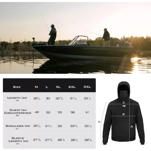 imageKastKing Mountain Mist Fishing Hoodie Water Resistant Windproof Breathable Fleece Lining BuiltIn Neck Gaiter ampamp Thumb HolesBlack