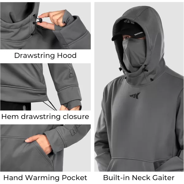 imageKastKing Mountain Mist Fishing Hoodie Water Resistant Windproof Breathable Fleece Lining BuiltIn Neck Gaiter ampamp Thumb HolesDark Grey