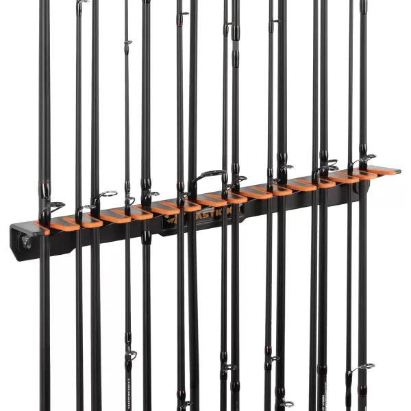 imageKastKing Patented V15 Vertical Fishing Rod Holder  Wall Mounted Fishing Rod Rack Store 15 Rods or Fishing Rod Combos in 18 Inches Great Fishing Pole Holder and RackA BlackOrange 2 Pack store 30 rods