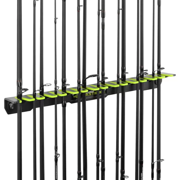 imageKastKing Patented V15 Vertical Fishing Rod Holder  Wall Mounted Fishing Rod Rack Store 15 Rods or Fishing Rod Combos in 18 Inches Great Fishing Pole Holder and RackB BlackGreen 2 Pack store 30 rods