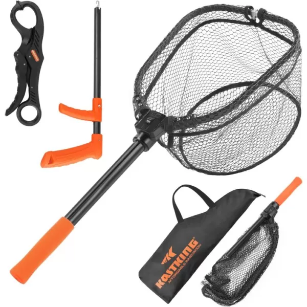 imageKastKing Brutus Fishing Net Foldable Extendable Fish Landing Net Lightweight ampamp Portable Fishing Net with Soft EVA Foam Handle Holds up to 44lbs20KG FishFriendly Mesh for a Safe ReleaseG PVC net combo Hoop Size 151210