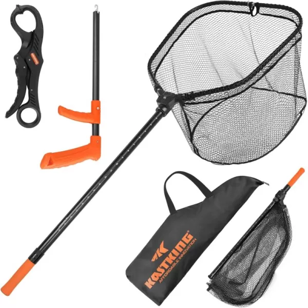 imageKastKing Brutus Fishing Net Foldable Extendable Fish Landing Net Lightweight ampamp Portable Fishing Net with Soft EVA Foam Handle Holds up to 44lbs20KG FishFriendly Mesh for a Safe ReleaseI PVC net combo Hoop Size 19 20 18 extendable