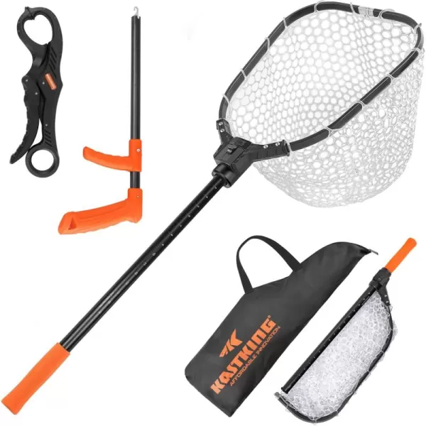 imageKastKing Brutus Fishing Net Foldable Extendable Fish Landing Net Lightweight ampamp Portable Fishing Net with Soft EVA Foam Handle Holds up to 44lbs20KG FishFriendly Mesh for a Safe ReleaseK Silicone net combo  Hoop Size 20 16 10