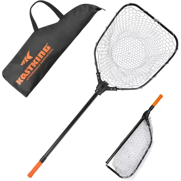 imageKastKing Brutus Fishing Net Foldable Extendable Fish Landing Net Lightweight ampamp Portable Fishing Net with Soft EVA Foam Handle Holds up to 44lbs20KG FishFriendly Mesh for a Safe ReleaseF Silicone net  Hoop Size 19 18 17 extendable