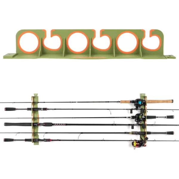 imageKastKing SafeGuard Fishing Rod Holder for Garage Wall or Ceiling Mounted Fishing Rod Rack Storage Organizer Fishing Pole Holder Holds 6 Rods or Combos in Less Than 18 InchesGreen  1 Pack