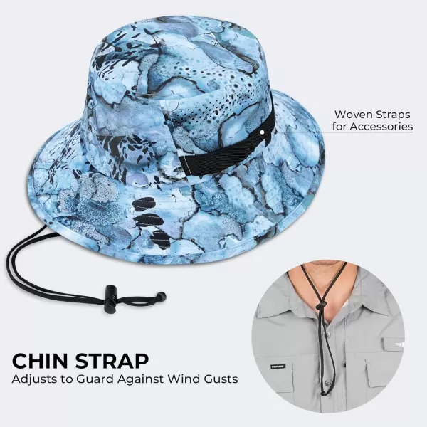 imageKastKing Field Trekker Bucket HatUPF 50 Protection Sun HatWaterRepellentBreathable Fishing HatHiking HatPrym1 Stream Skyhead Circumference2362