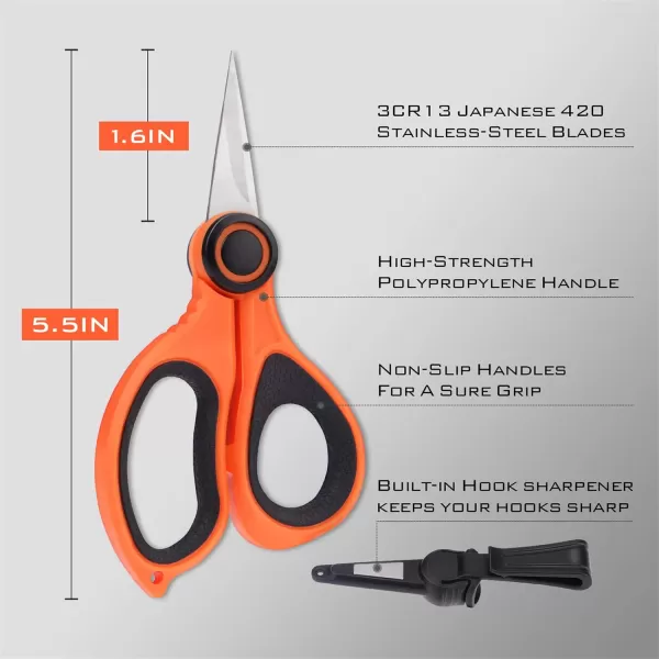 imageKastKing Fishing Line Scissors Braided Line Cutters wSheath Super Sharp 3CR13 Japanese Stainless Steel Blades NonSlip TPR Handles Includes Lanyard