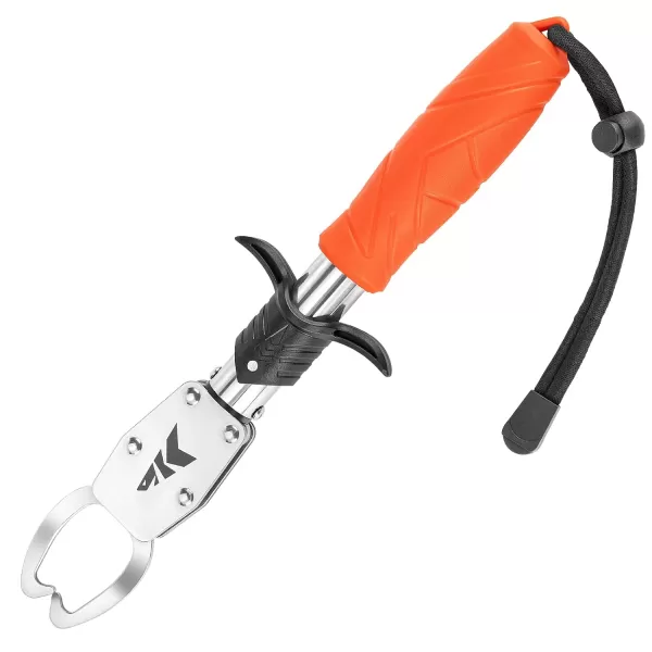 imageKastKing Paradox 9quot Lip Grip CorrosionResistant Stainless Steel Fish Landing Tool with NonSlip Elastomer Handle EasyUse Trigger Swivel Jaws and Adjustable Wrist Strap for Secure FishingA 9 Lip Grip