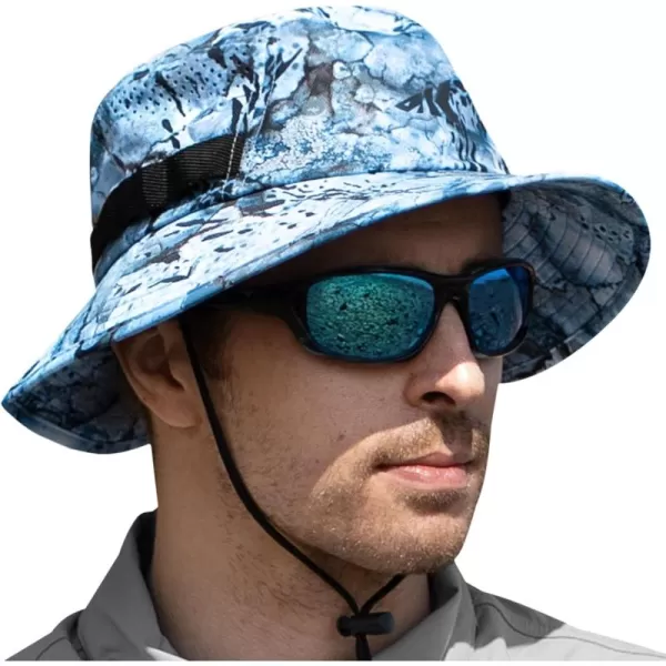 imageKastKing Field Trekker Bucket HatUPF 50 Protection Sun HatWaterRepellentBreathable Fishing HatHiking HatPrym1 Stream Skyhead Circumference2362