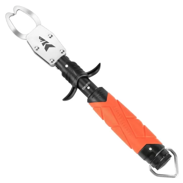 imageKastKing Paradox 9quot Lip Grip CorrosionResistant Stainless Steel Fish Landing Tool with NonSlip Elastomer Handle EasyUse Trigger Swivel Jaws and Adjustable Wrist Strap for Secure FishingC 11 Lip Grip with Scale