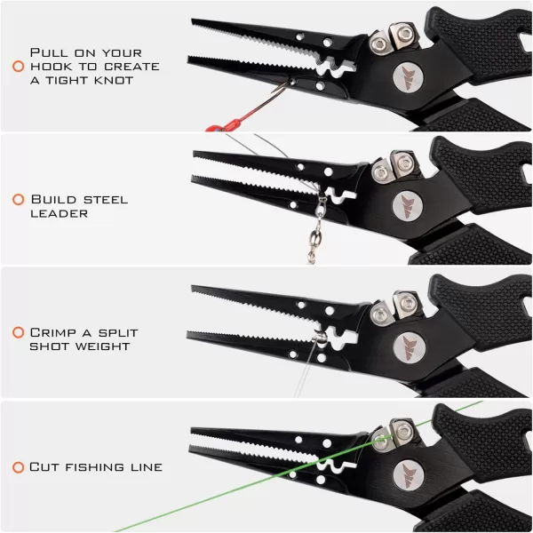 imageKastKing Cutthroat 7 inch Fishing Split Ring Pliers 420 Stainless Steel Fishing Tools Saltwater Resistant Fishing Gear Tungsten Carbide CuttersBlack