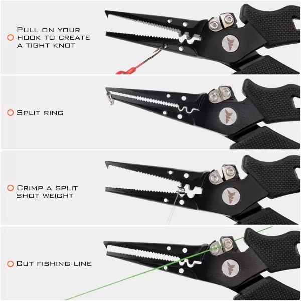 imageKastKing Cutthroat 7 inch Fishing Split Ring Pliers 420 Stainless Steel Fishing Tools Saltwater Resistant Fishing Gear Tungsten Carbide CuttersBlack