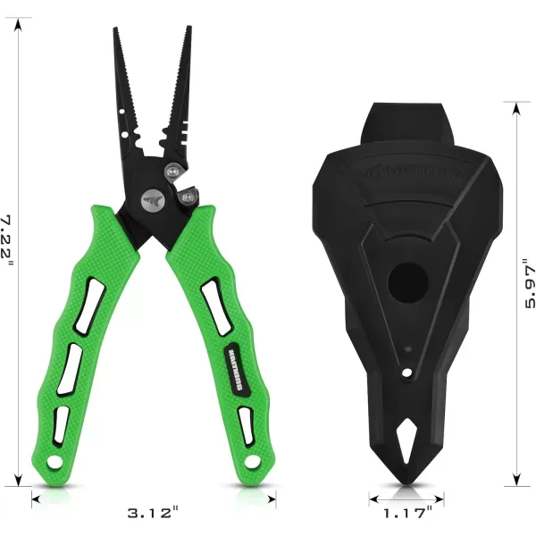 imageKastKing Cutthroat 7 inch Fishing Split Ring Pliers 420 Stainless Steel Fishing Tools Saltwater Resistant Fishing Gear Tungsten Carbide CuttersGreen