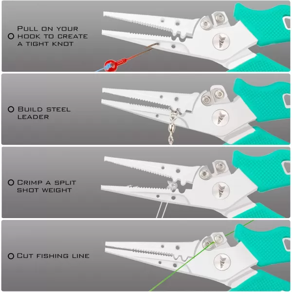 imageKastKing Cutthroat 7 inch Fishing Split Ring Pliers 420 Stainless Steel Fishing Tools Saltwater Resistant Fishing Gear Tungsten Carbide CuttersSeafoam