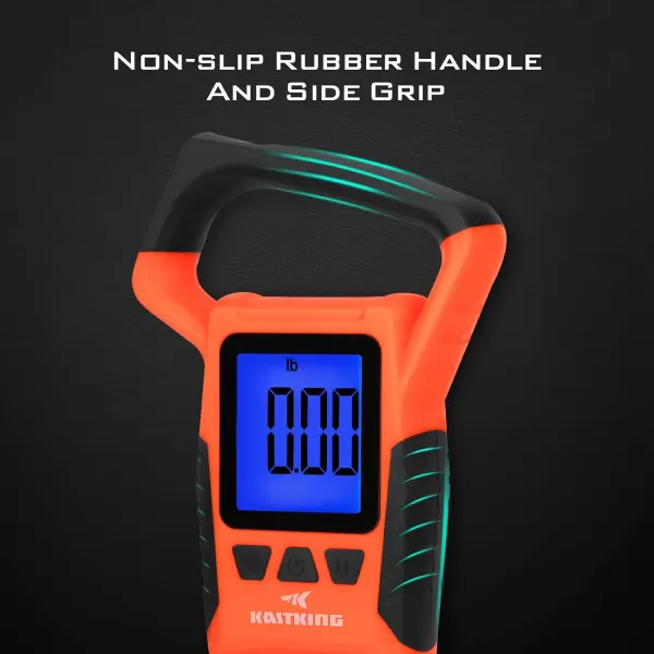 imageKastKing Fish Scale WideView Floating Waterproof Digital Scale 25 Large LCD Display 110lb Capacity MultiMode PoundOunces ampamp Kilograms Stores up to 9 Weights Fishing Gifts for MenA Orange