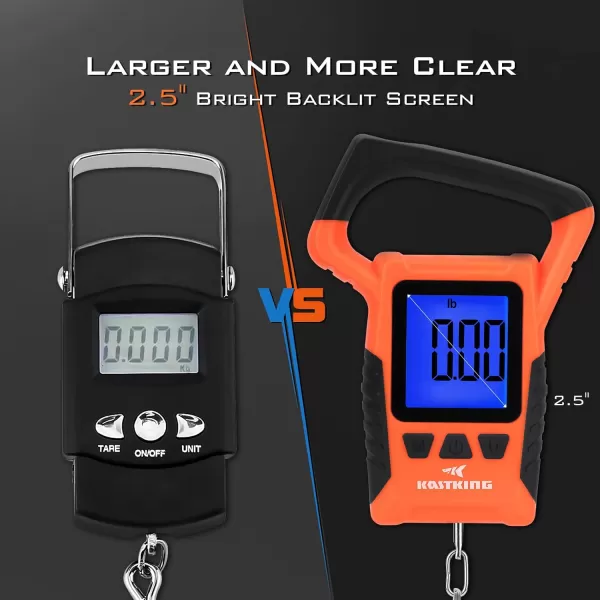 imageKastKing Fish Scale WideView Floating Waterproof Digital Scale 25 Large LCD Display 110lb Capacity MultiMode PoundOunces ampamp Kilograms Stores up to 9 Weights Fishing Gifts for MenA Orange